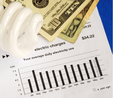 energy bill financial savings example stock image